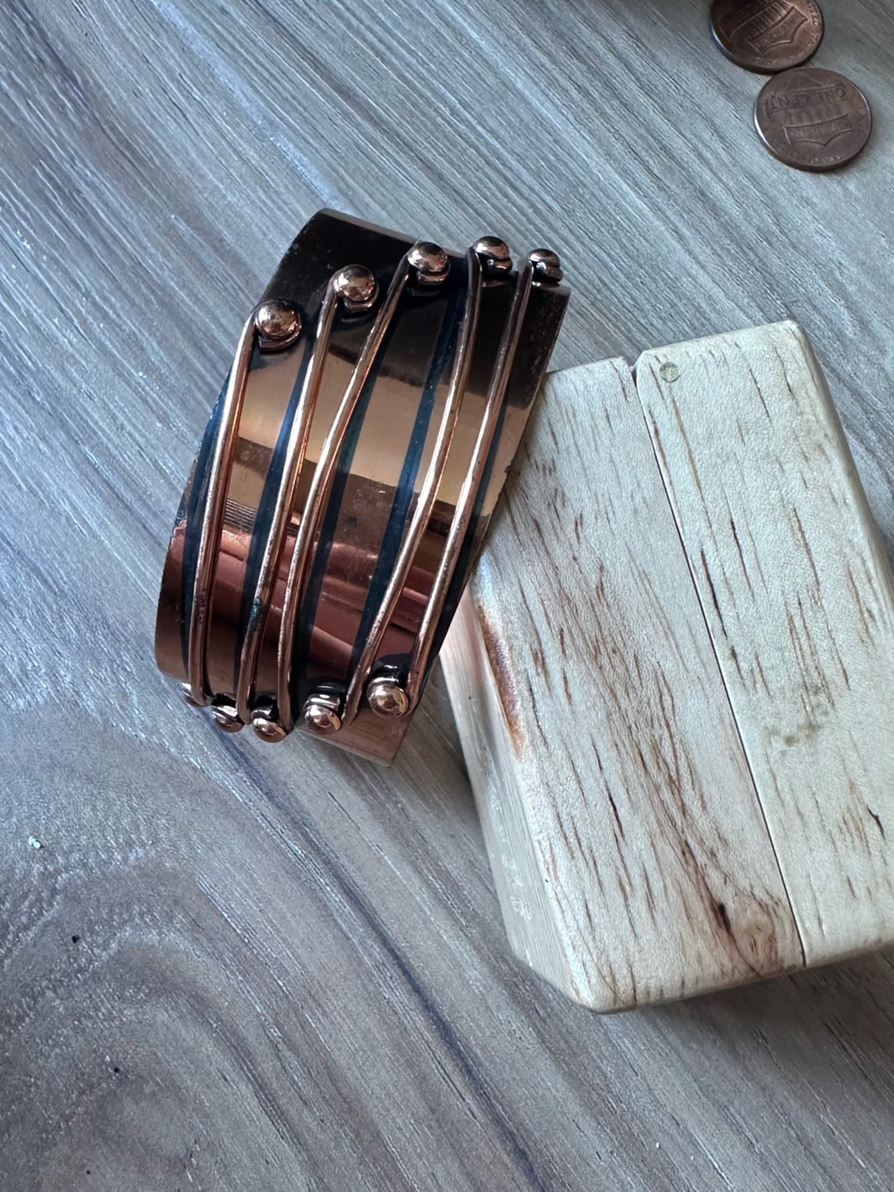 Wide Layered Cuff Bracelet in Rose Gold Tone